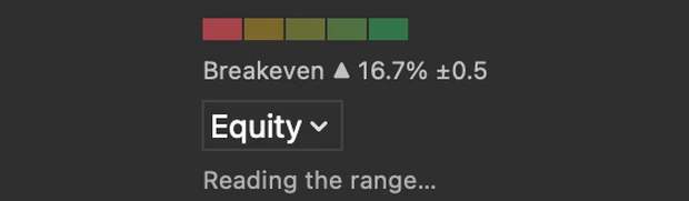 The heat control in Axis, showing a colour ramp legend, a 16.7 percent spread of plus or minus 0.5, and an Equity selector.